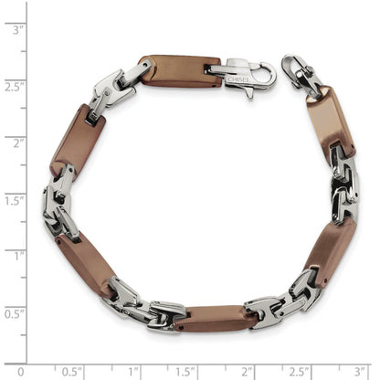 Stainless Steel Chisel Polished Brown Ip-Plated 8.25 Inch Bracelet