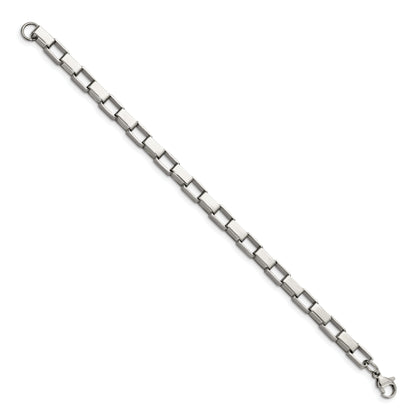 Stainless Steel Chisel Polished 8 Inch Square Link Bracelet