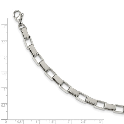 Stainless Steel Chisel Polished 8 Inch Square Link Bracelet