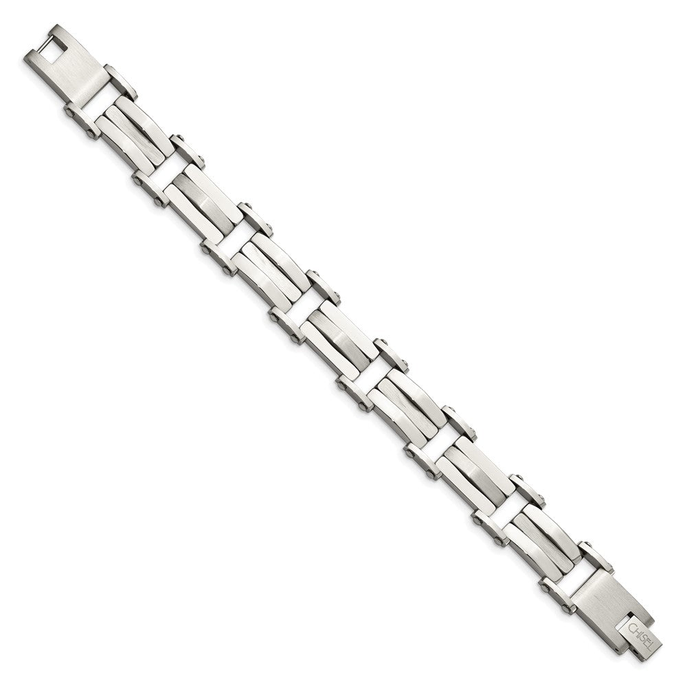 Stainless Steel Chisel Brushed And Polished 8.5 Inch Link Bracelet