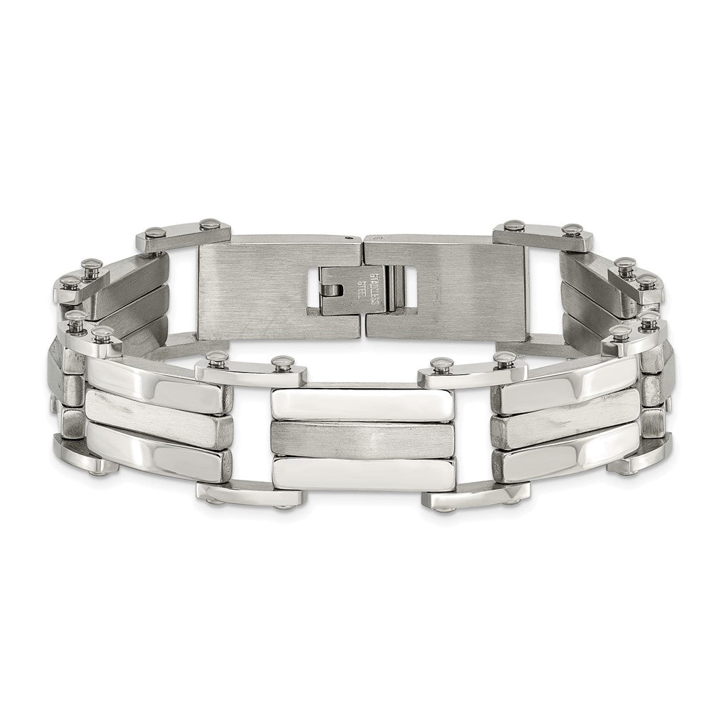 Stainless Steel Chisel Brushed And Polished 8.5 Inch Link Bracelet