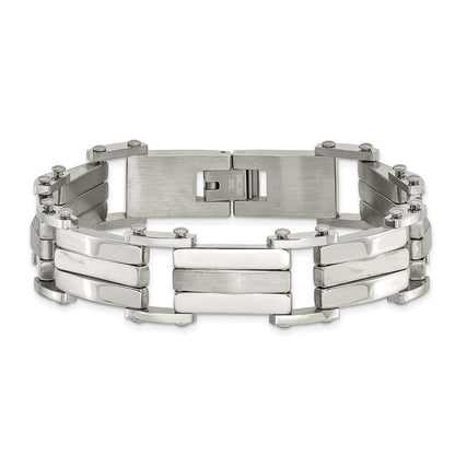 Stainless Steel Chisel Brushed And Polished 8.5 Inch Link Bracelet