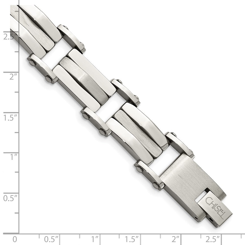 Stainless Steel Chisel Brushed And Polished 8.5 Inch Link Bracelet