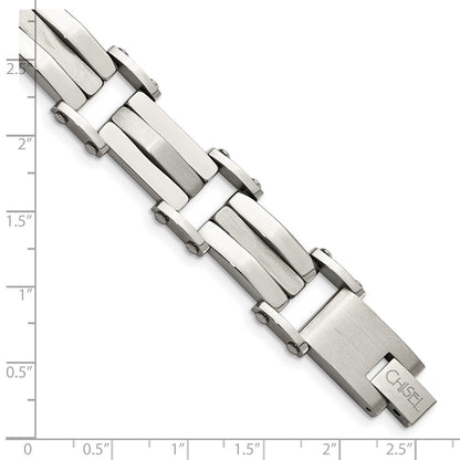 Stainless Steel Chisel Brushed And Polished 8.5 Inch Link Bracelet