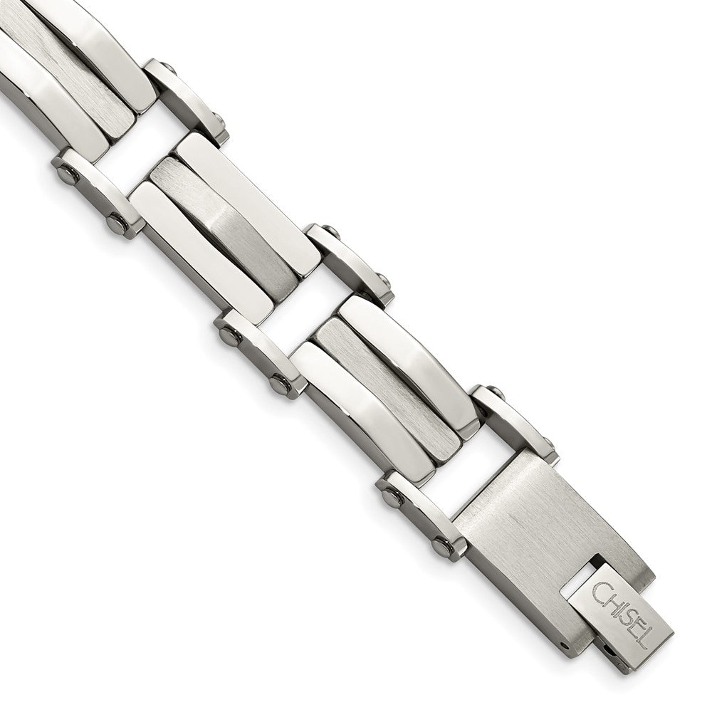 Stainless Steel Chisel Brushed And Polished 8.5 Inch Link Bracelet