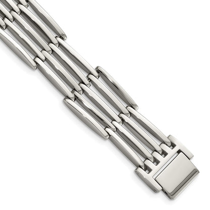 Stainless Steel Chisel Polished 8.5 Inch Link Bracelet