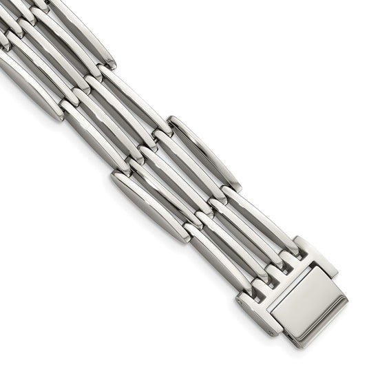 Stainless Steel Chisel Polished 8.5 Inch Link Bracelet