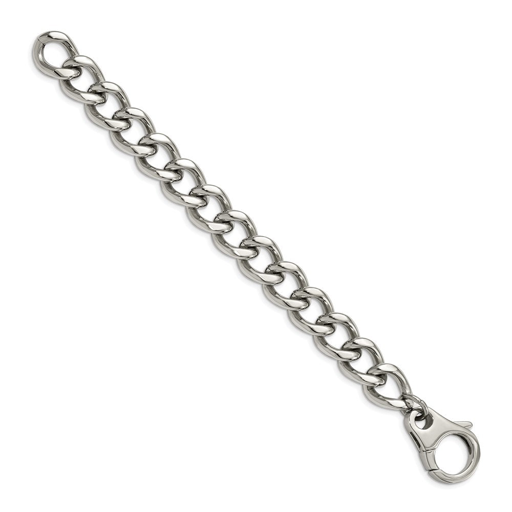 Stainless Steel Chisel Polished 8.5 Inch Large Curb Link Bracelet