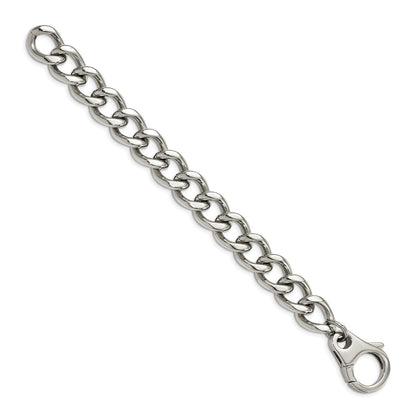 Stainless Steel Chisel Polished 8.5 Inch Large Curb Link Bracelet
