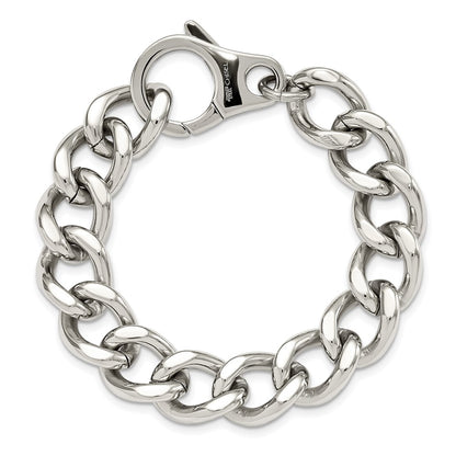 Stainless Steel Chisel Polished 8.5 Inch Large Curb Link Bracelet