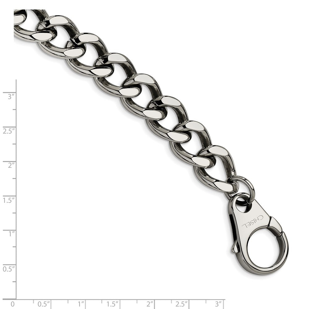 Stainless Steel Chisel Polished 8.5 Inch Large Curb Link Bracelet