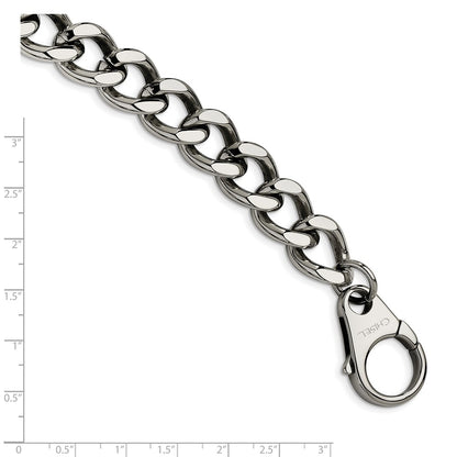 Stainless Steel Chisel Polished 8.5 Inch Large Curb Link Bracelet