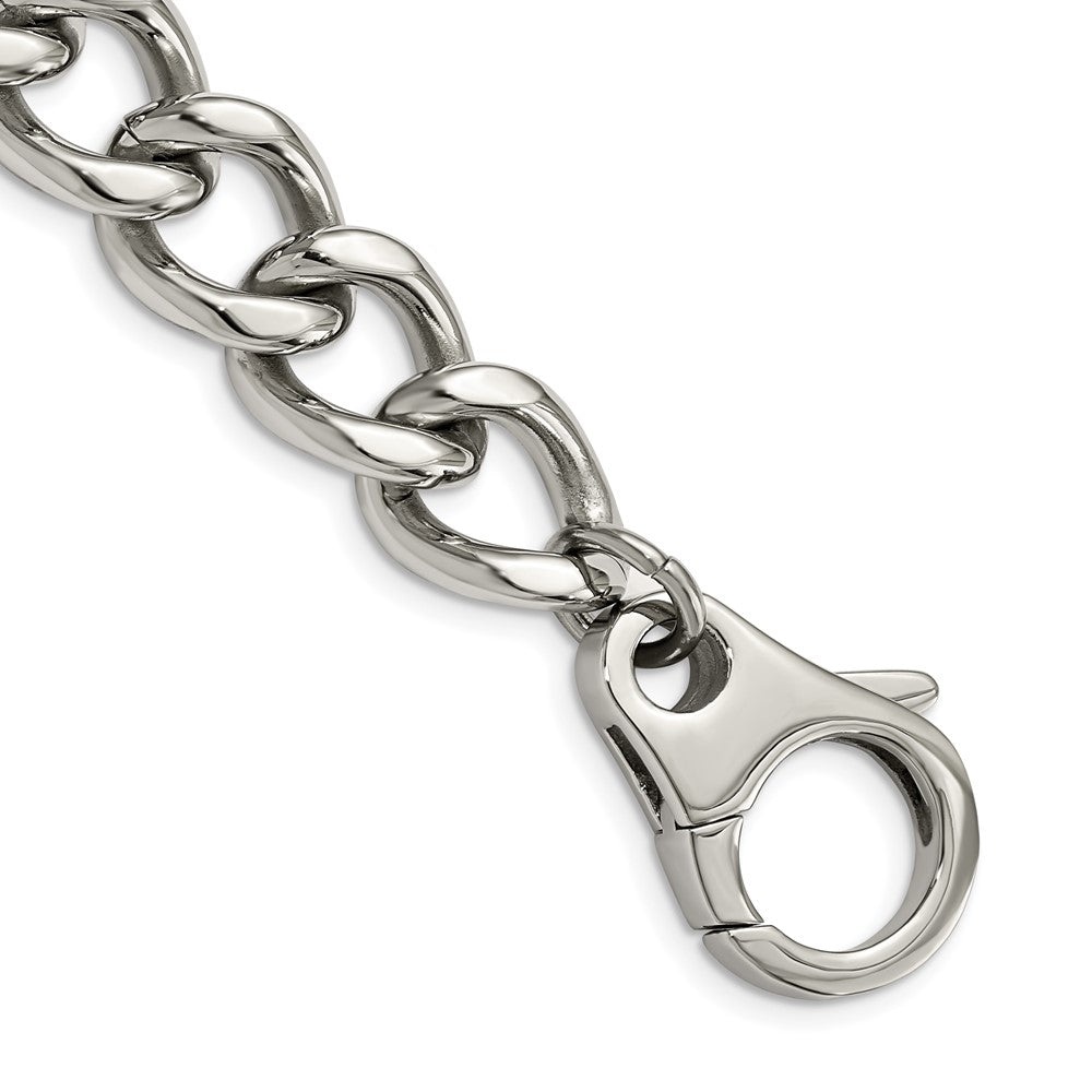 Stainless Steel Chisel Polished 8.5 Inch Large Curb Link Bracelet