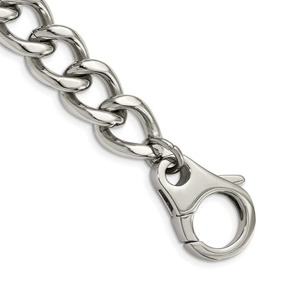 Stainless Steel Chisel Polished 8.5 Inch Large Curb Link Bracelet