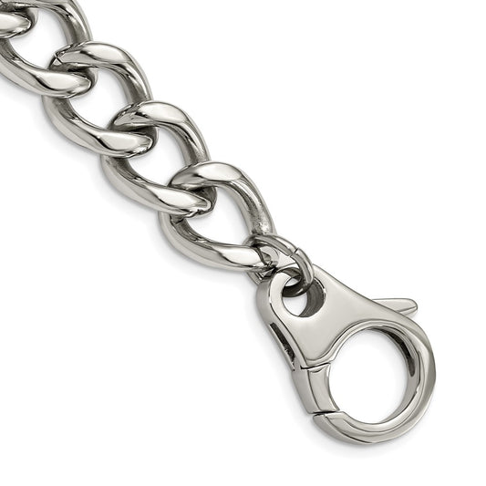 Stainless Steel Chisel Polished 8.5 Inch Large Curb Link Bracelet