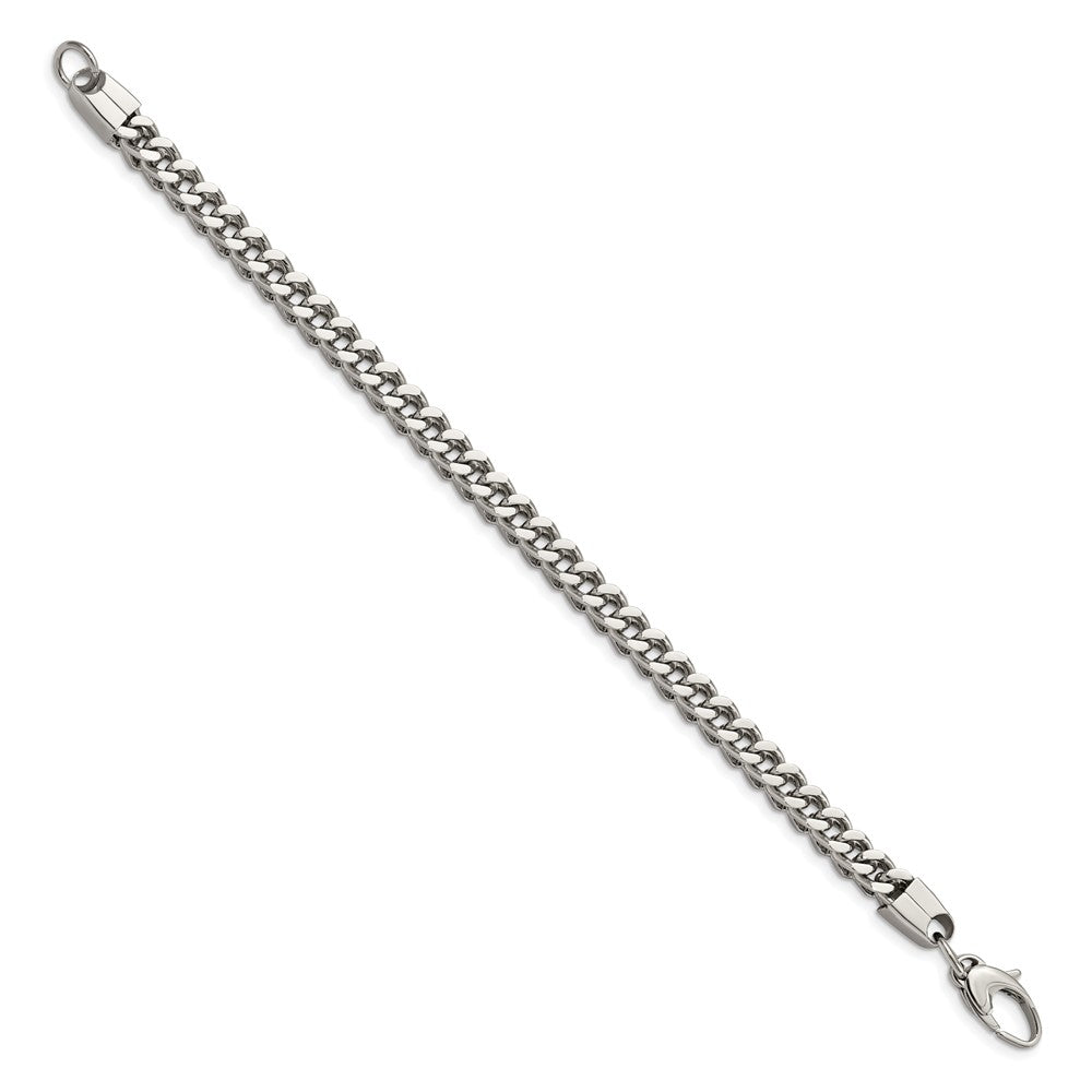 Stainless Steel Chisel Polished 9 Inch Franco Link Bracelet