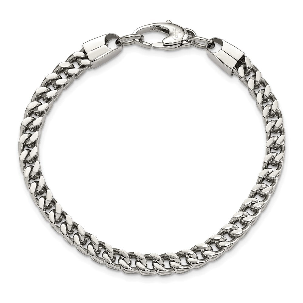 Stainless Steel Chisel Polished 9 Inch Franco Link Bracelet