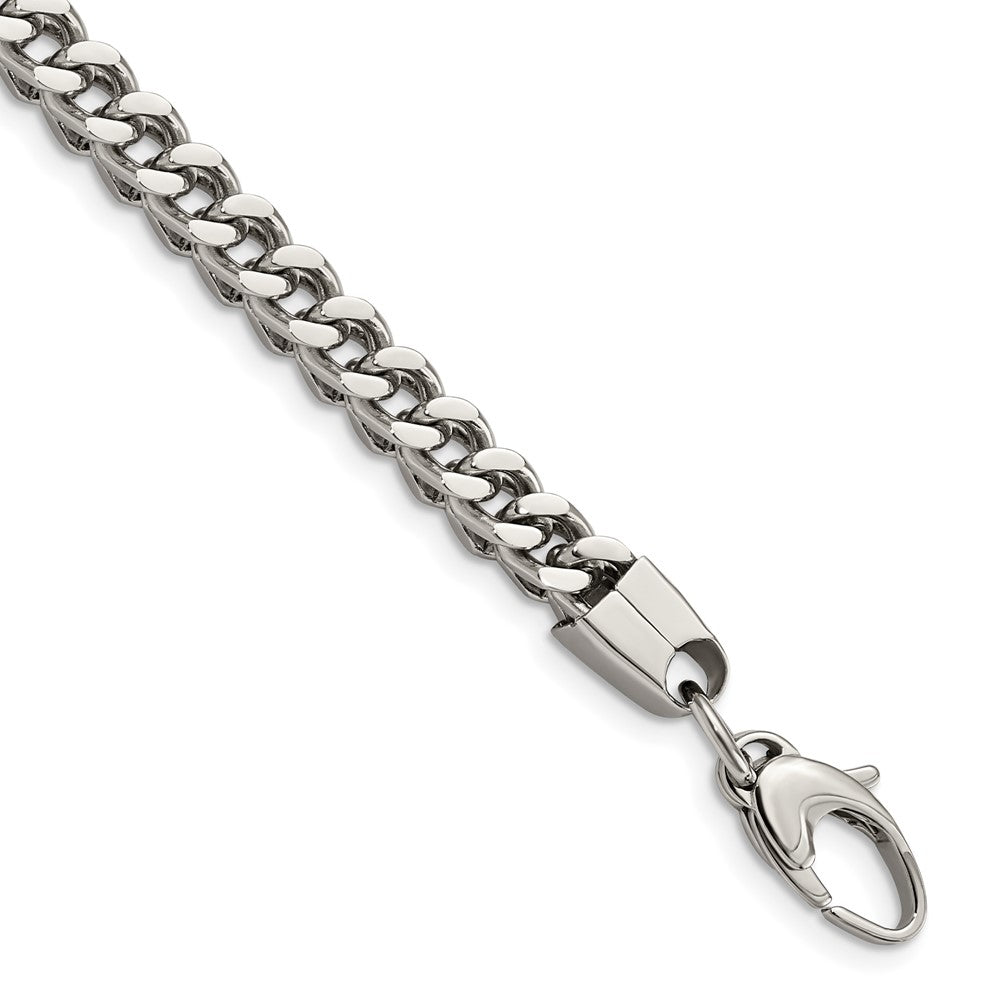 Stainless Steel Chisel Polished 9 Inch Franco Link Bracelet