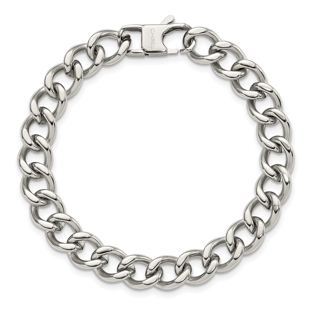 Stainless Steel Chisel Polished 8.5 Inch Curb Bracelet