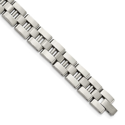 8.5 Inch Chisel Stainless Steel Brushed And Polished 8.25 Open Link Bracelet