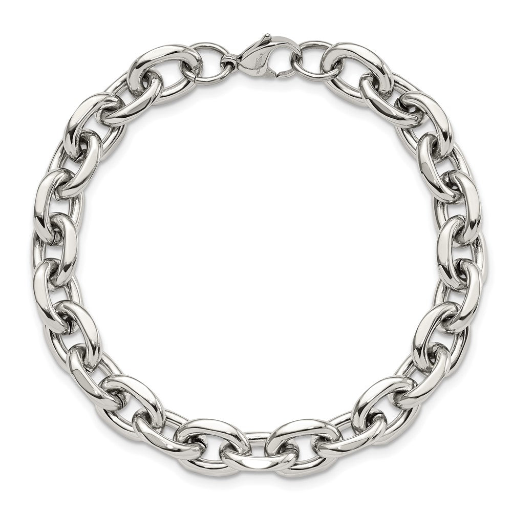 Stainless Steel Chisel Polished 9 Inch Cable Link Bracelet
