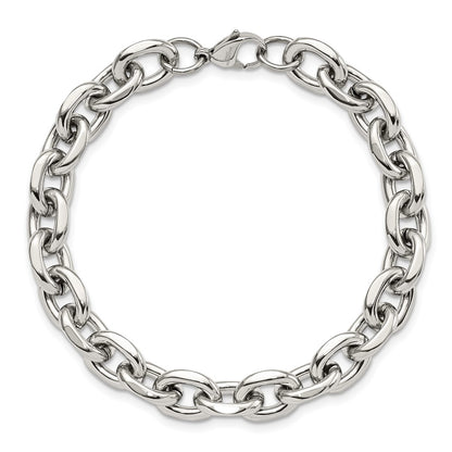 Stainless Steel Chisel Polished 9 Inch Cable Link Bracelet