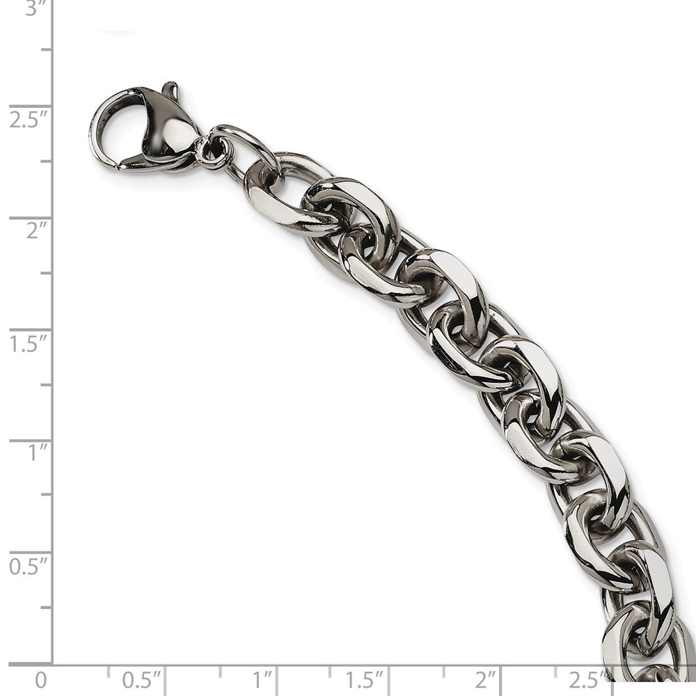 Stainless Steel Chisel Polished 9 Inch Cable Link Bracelet