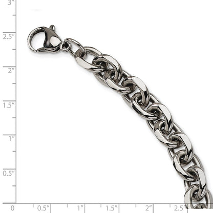 Stainless Steel Chisel Polished 9 Inch Cable Link Bracelet