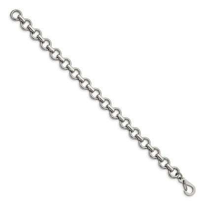 Stainless Steel Chisel Polished 8.25 Inch Circle Link Bracelet