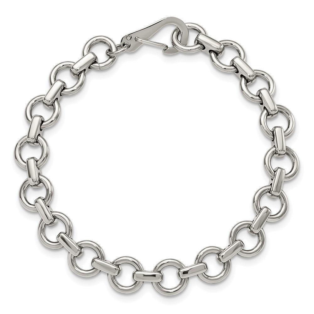Stainless Steel Chisel Polished 8.25 Inch Circle Link Bracelet