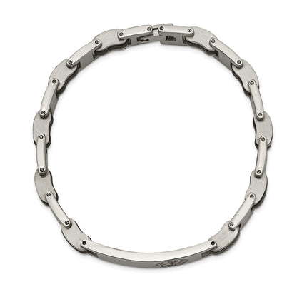 Stainless Steel Chisel Polished With Red Enamel And Black Rubber Medical Id 8 Inch Link Bracelet