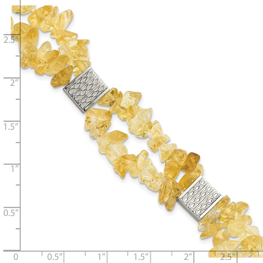 Stainless Steel Citrine Chip Station W/ 1In Ext. Bracelet