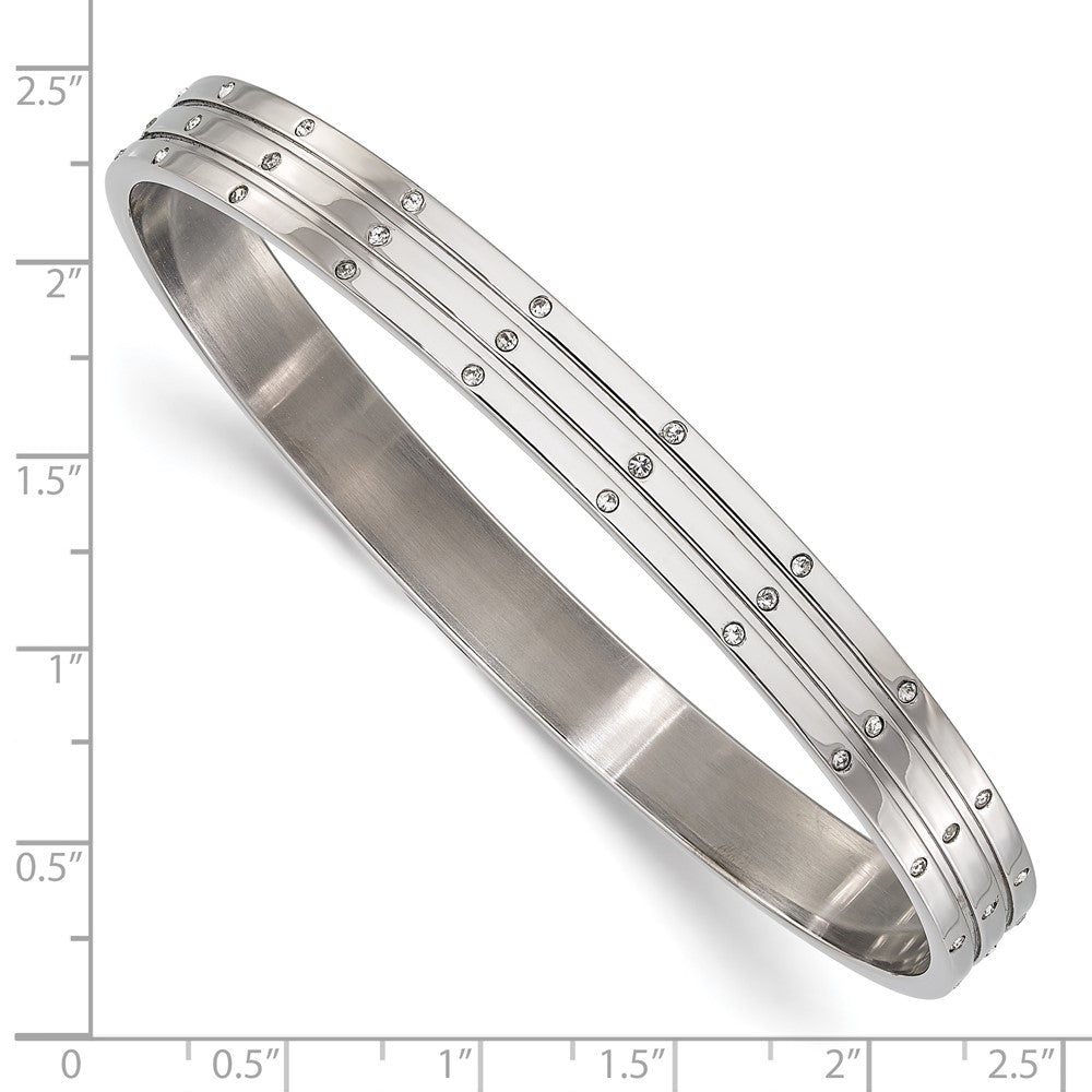 Stainless Steel Polished Cz Bangle