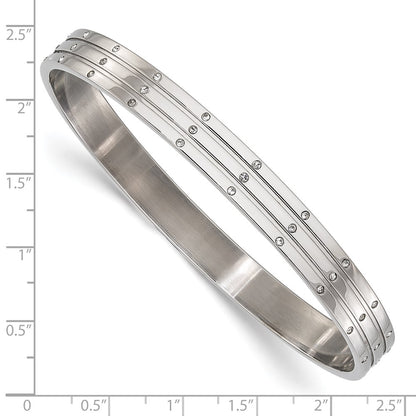 Stainless Steel Polished Cz Bangle