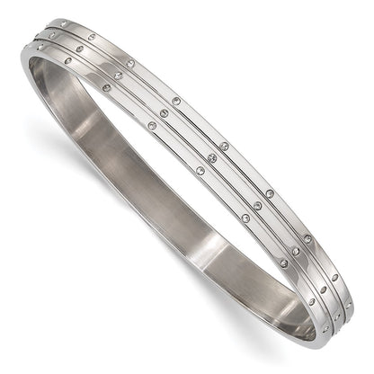 Stainless Steel Polished Cz Bangle