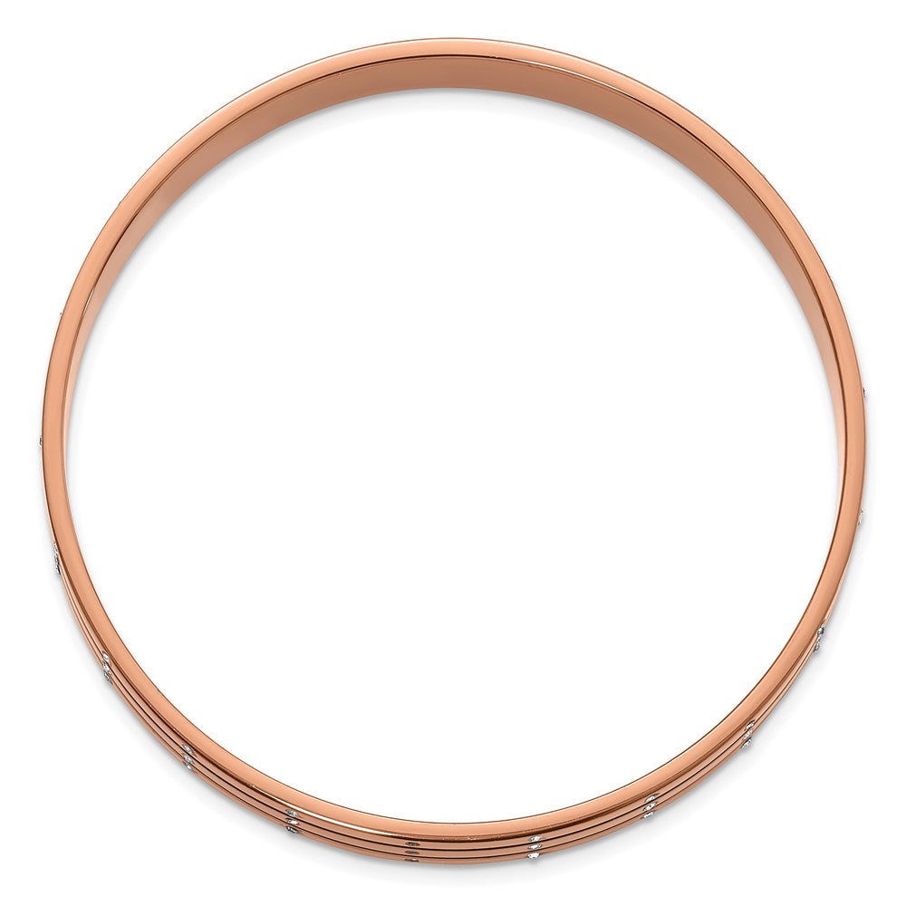 Stainless Steel Polished Brown Ip Plated W/ Czs Bangle