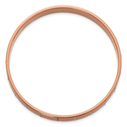 Stainless Steel Polished Brown Ip Plated W/ Czs Bangle