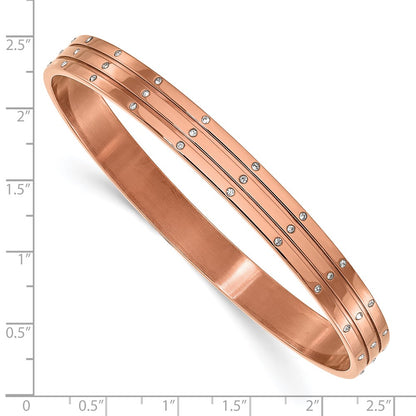 Stainless Steel Polished Brown Ip Plated W/ Czs Bangle