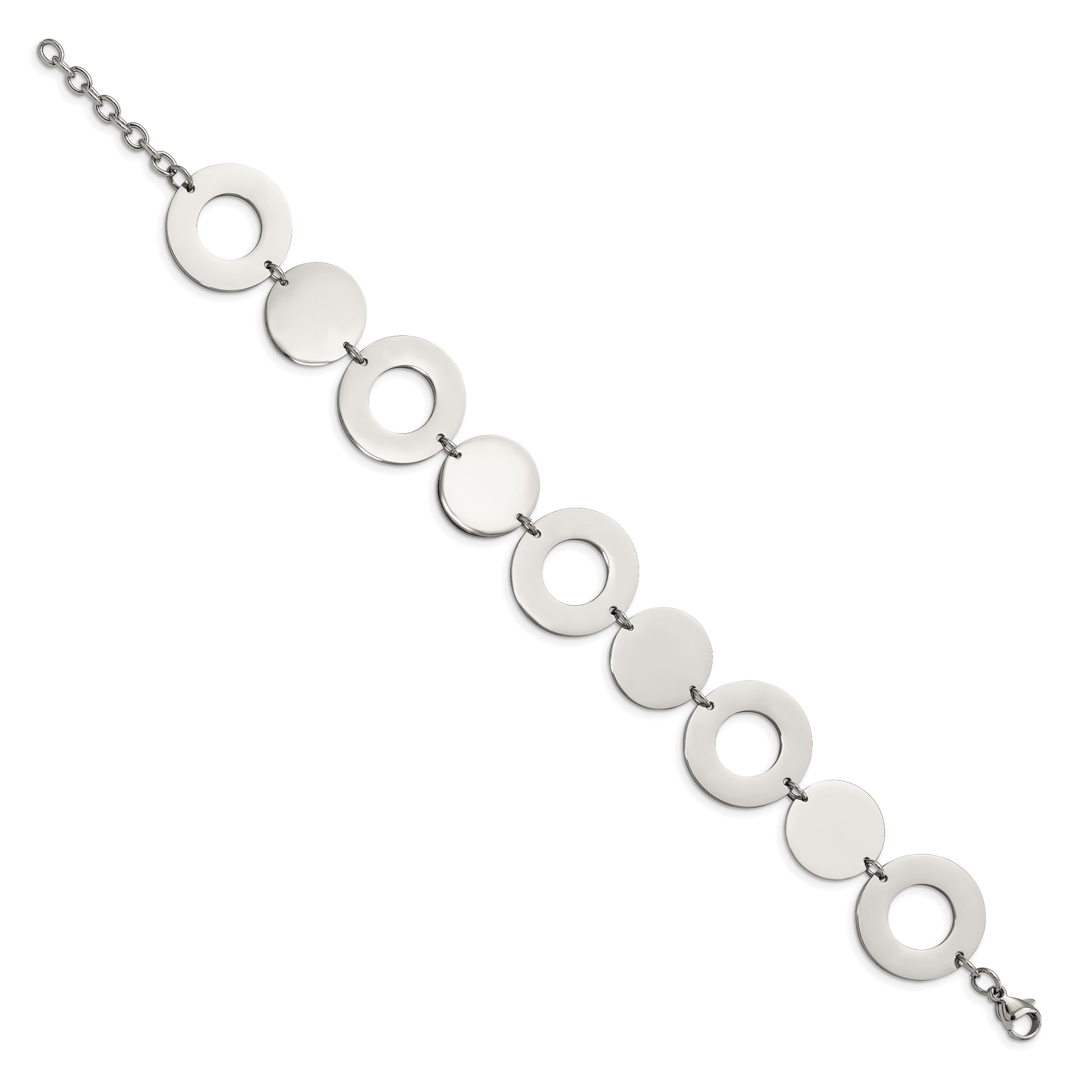 Stainless Steel Chisel Polished 7.5 Inch Circle Link Bracelet