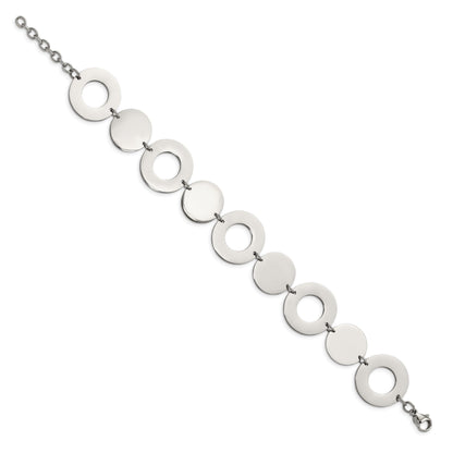Stainless Steel Chisel Polished 7.5 Inch Circle Link Bracelet