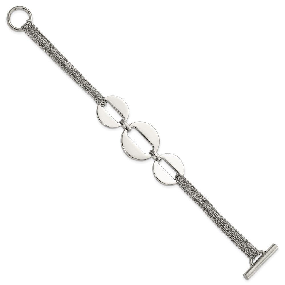 7.5 Inch Stainless Steel Polished Circles 7.5In Multistrand Bracelet