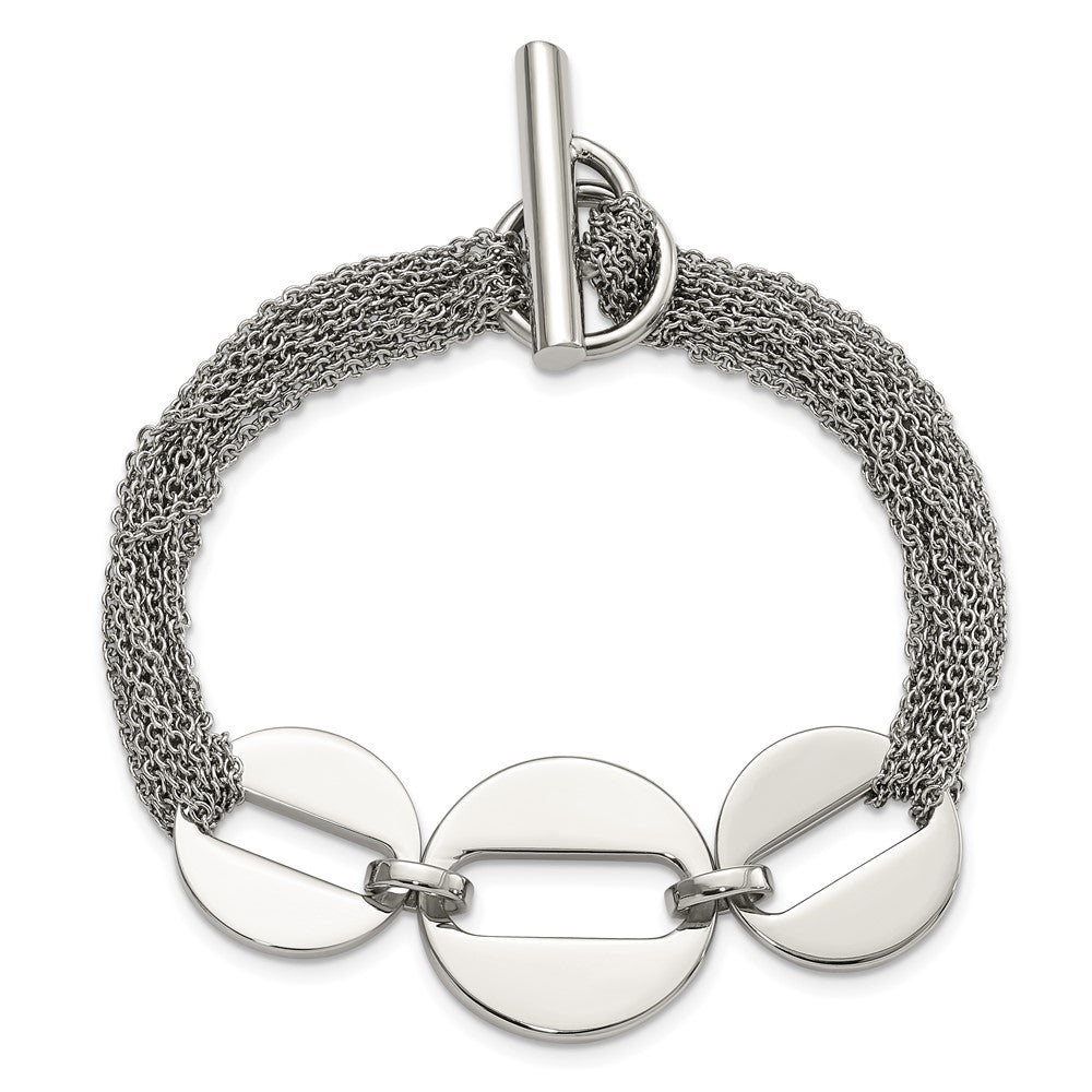 7.5 Inch Stainless Steel Polished Circles 7.5In Multistrand Bracelet