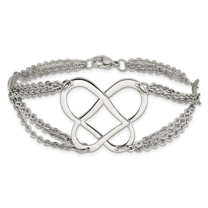 7.75 Inch Stainless Steel Polished Fancy Butterfly Bracelet