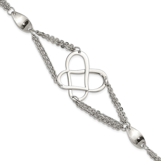 7.75 Inch Stainless Steel Polished Fancy Butterfly Bracelet