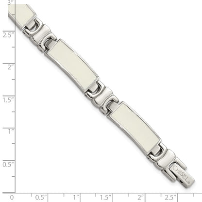 7.5 Inch Stainless Steel Polished White Enamel Link Bracelet