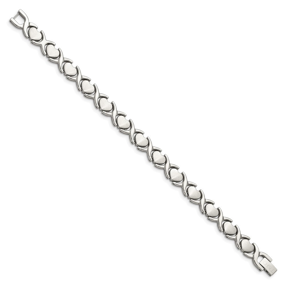 Stainless Steel Chisel Brushed And Polished 8 Inch Stampato Bracelet