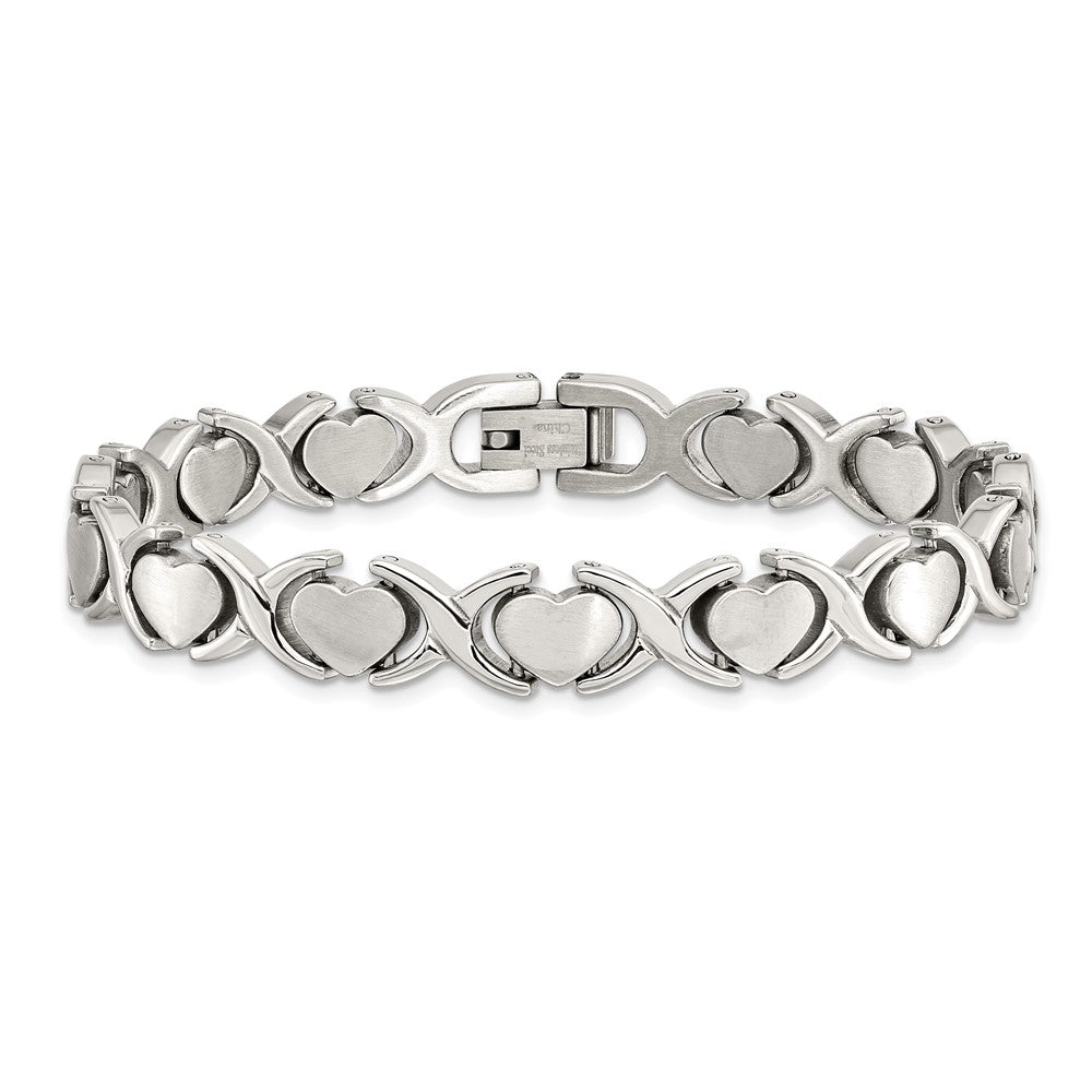Stainless Steel Chisel Brushed And Polished 8 Inch Stampato Bracelet