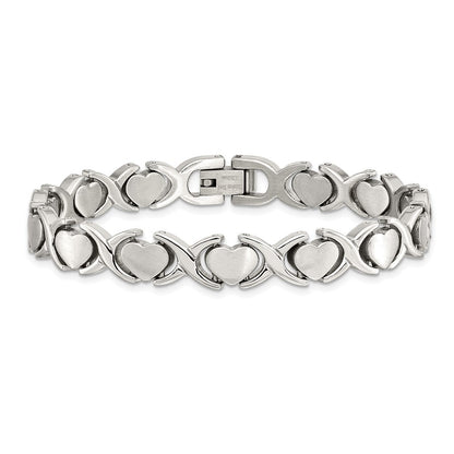Stainless Steel Chisel Brushed And Polished 8 Inch Stampato Bracelet