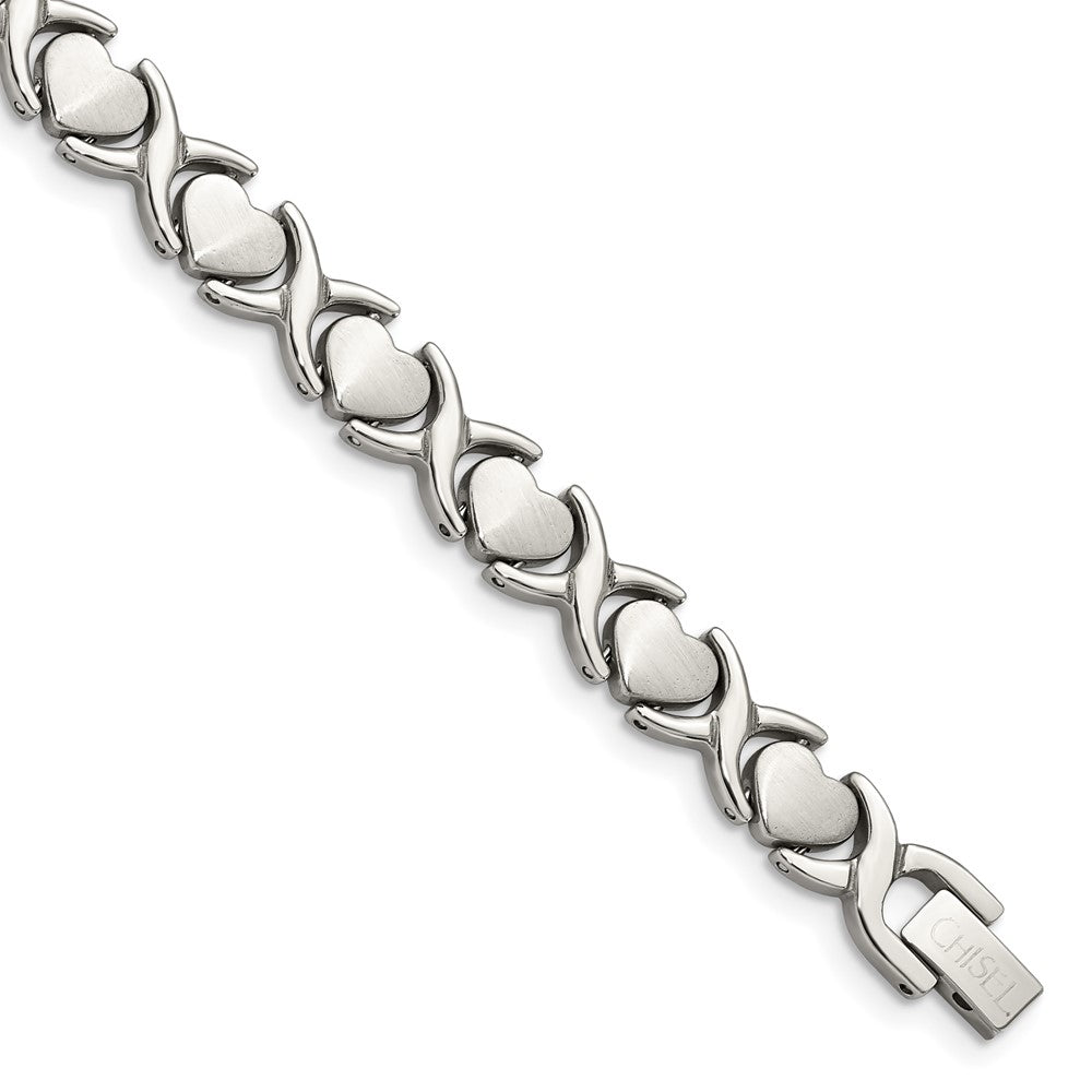 Stainless Steel Chisel Brushed And Polished 8 Inch Stampato Bracelet