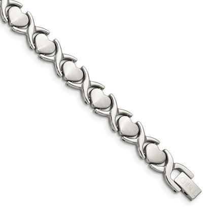 Stainless Steel Chisel Brushed And Polished 8 Inch Stampato Bracelet